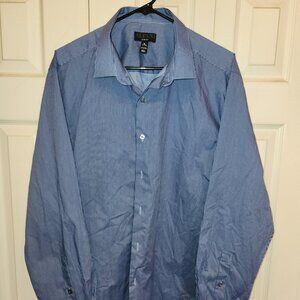 Pre-owned men's XL 17-17 1/2 Alfani blue striped long sleeve dress shirt